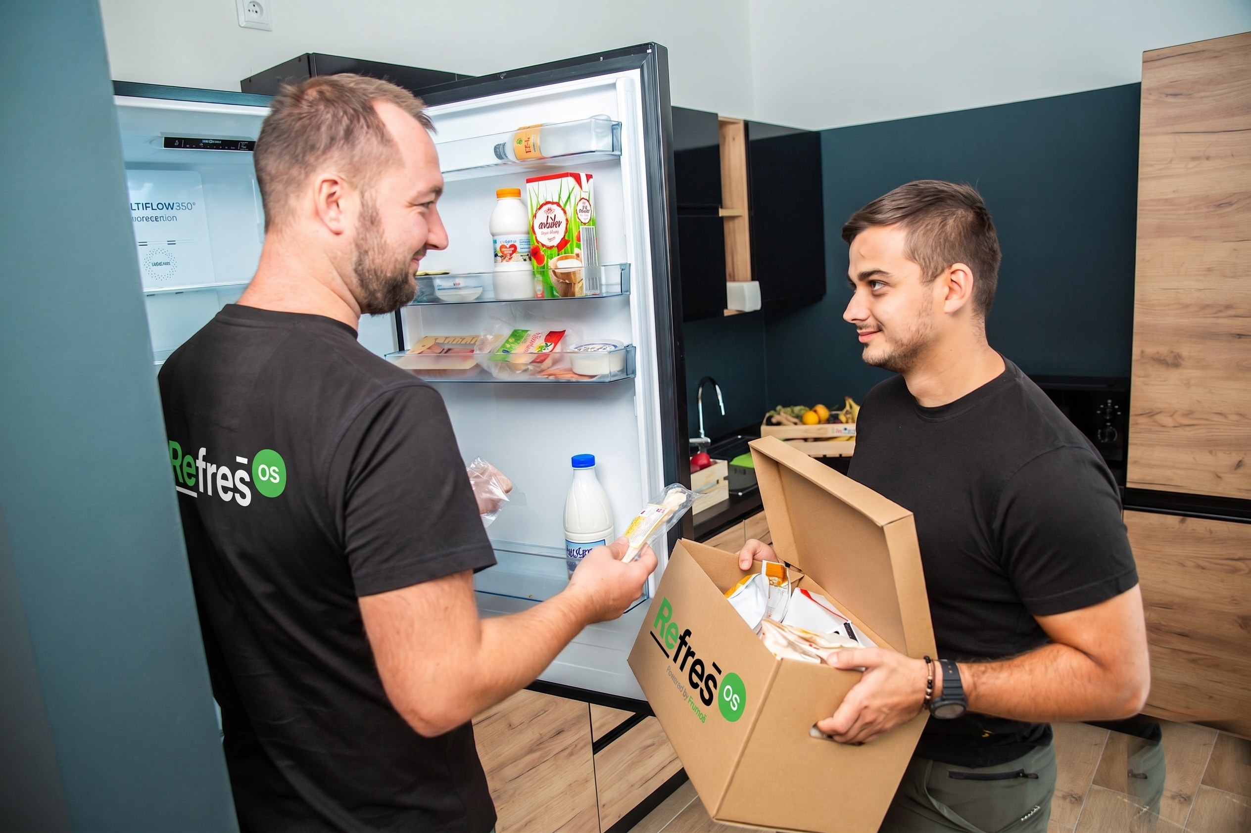 RefrešOS agents restocking a fridge